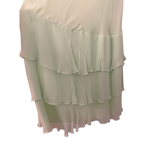 Junction West 100% Silk Cowl Neck Tiered Ruffle Midi Dress Green SZ 10 Fairy - Picture 4 of 7